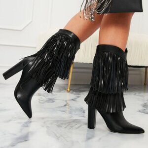NOT YURR AVERAGE FRINGE BOOTS Boots - Black ( BRAND NEW !!! )